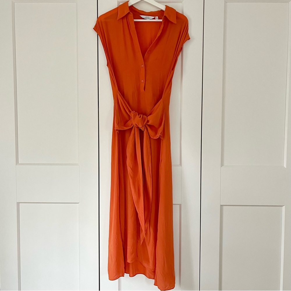 & other stories like new-orange midi dress collar and tie waist size 2